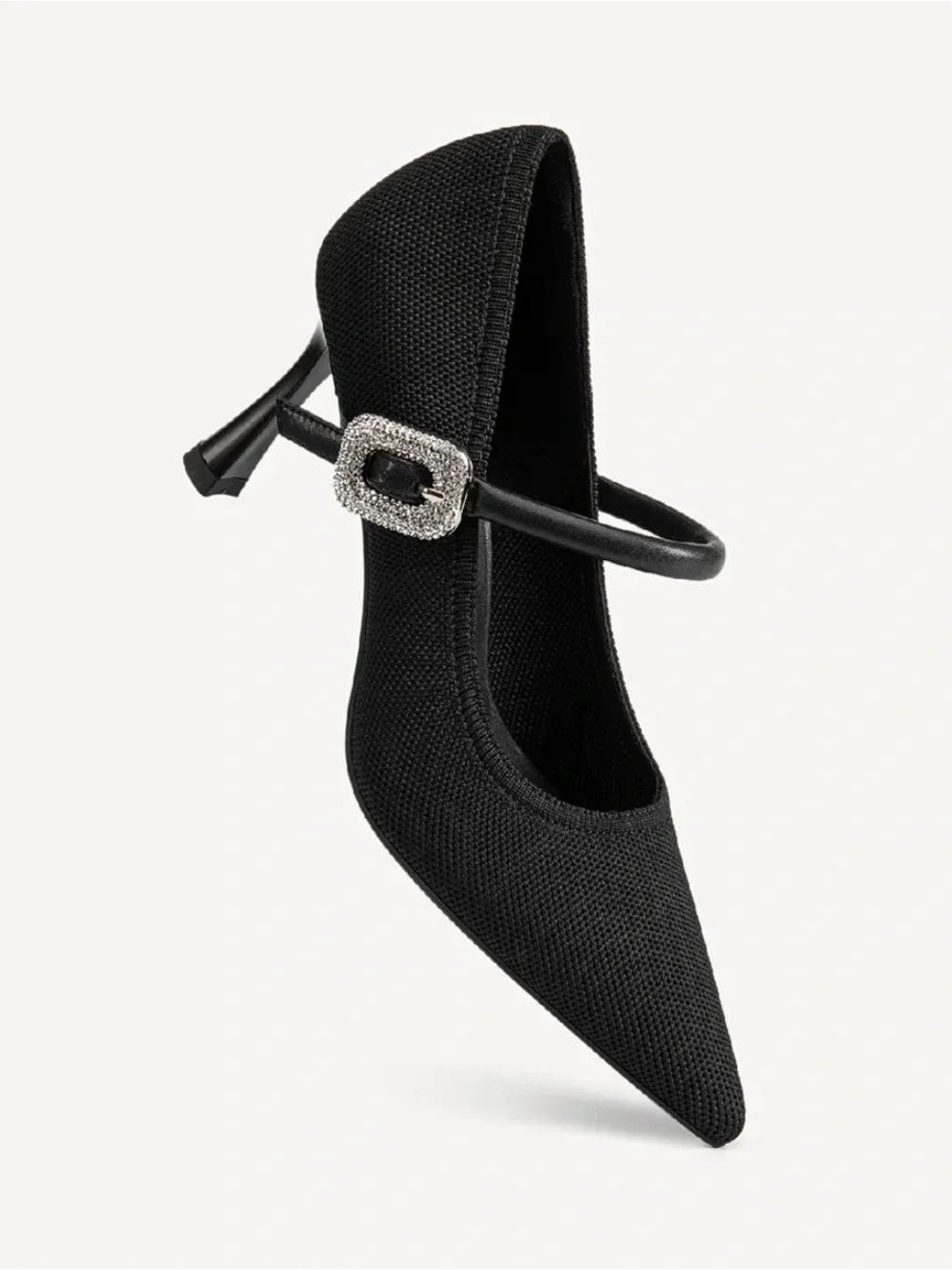 EternalPace Shimmer Buckle Pointed Toe Heeled Pump - Black- NEW Never Worn - Picture 5 of 5